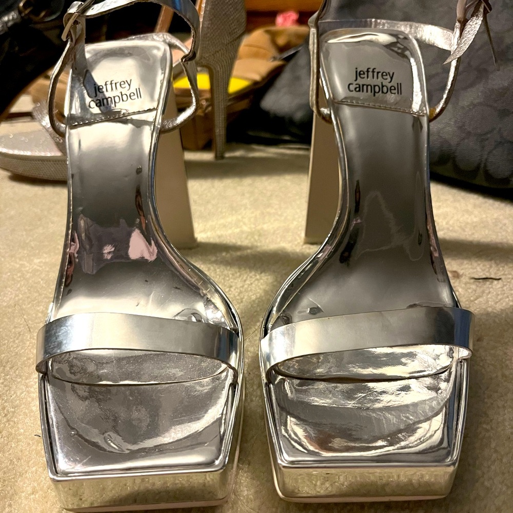 Jeffrey Campbell chrome heels 9.5